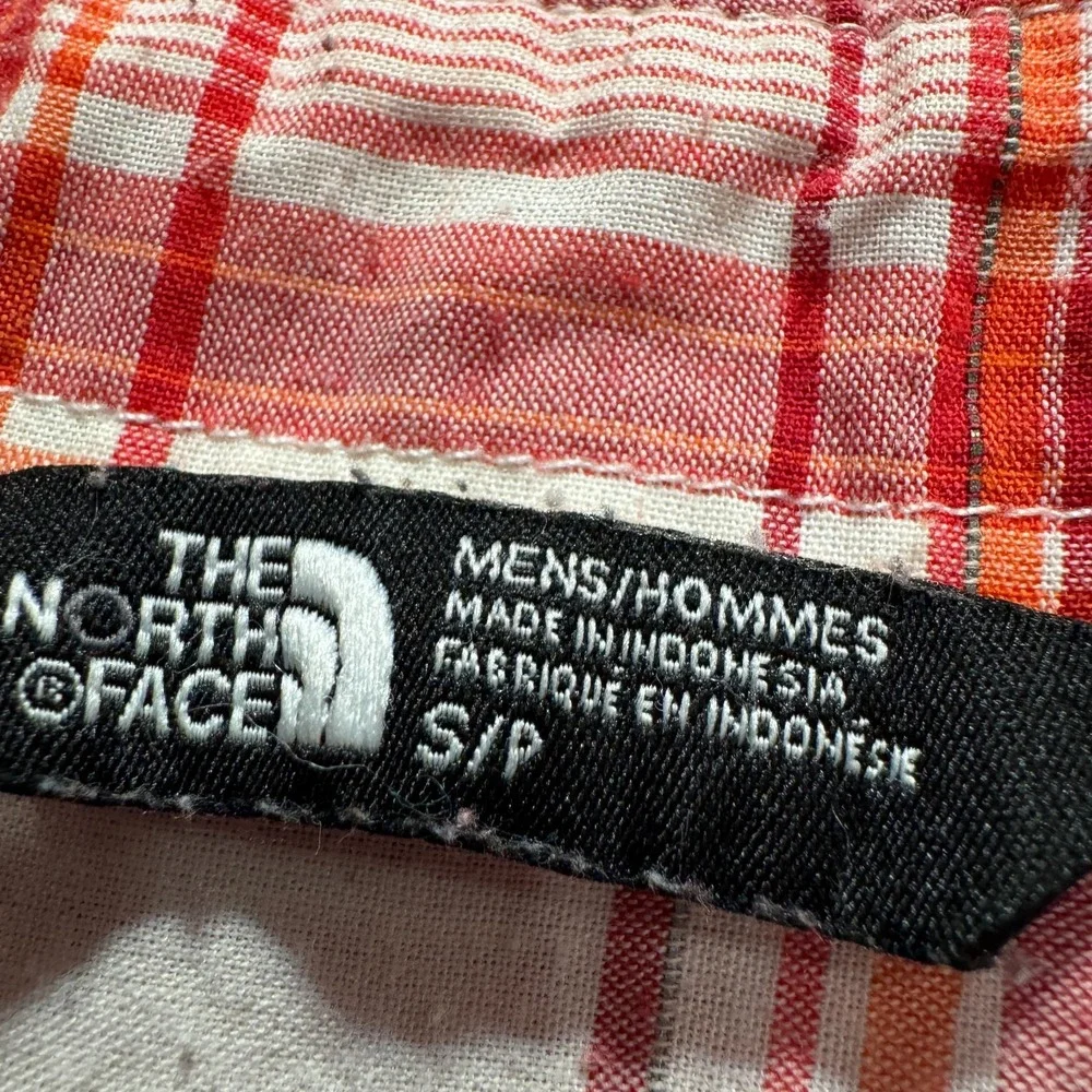 The North‎ Face Shirt Mens Small Red Plaid Pearl Snap Performance Outdoor Hike